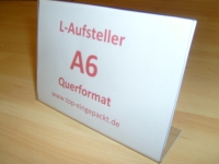 Tischaufsteller / L-Aufsteller DIN A6 Querformat 148x105mm