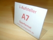 Tischaufsteller / L-Aufsteller DIN A7 Querformat 105x74mm